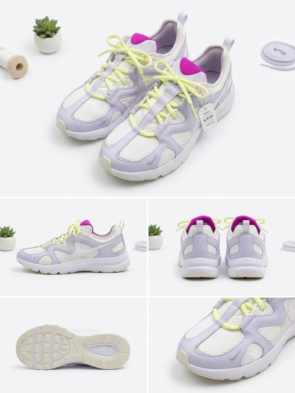 Nike Women's Lavender, Neon Yellow & Hot Pink Mesh Sneakers